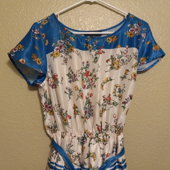 Modcloth Satin Floral Sunlit Reverie Dress Belted - Picture 3 of 6